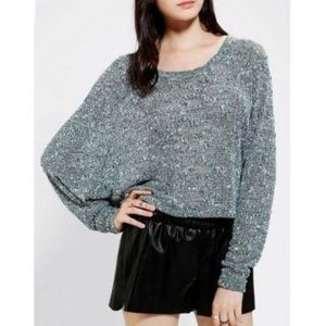 Anthropologie Sparkle & Fade batwing dolman cropped knit sweater XS/S